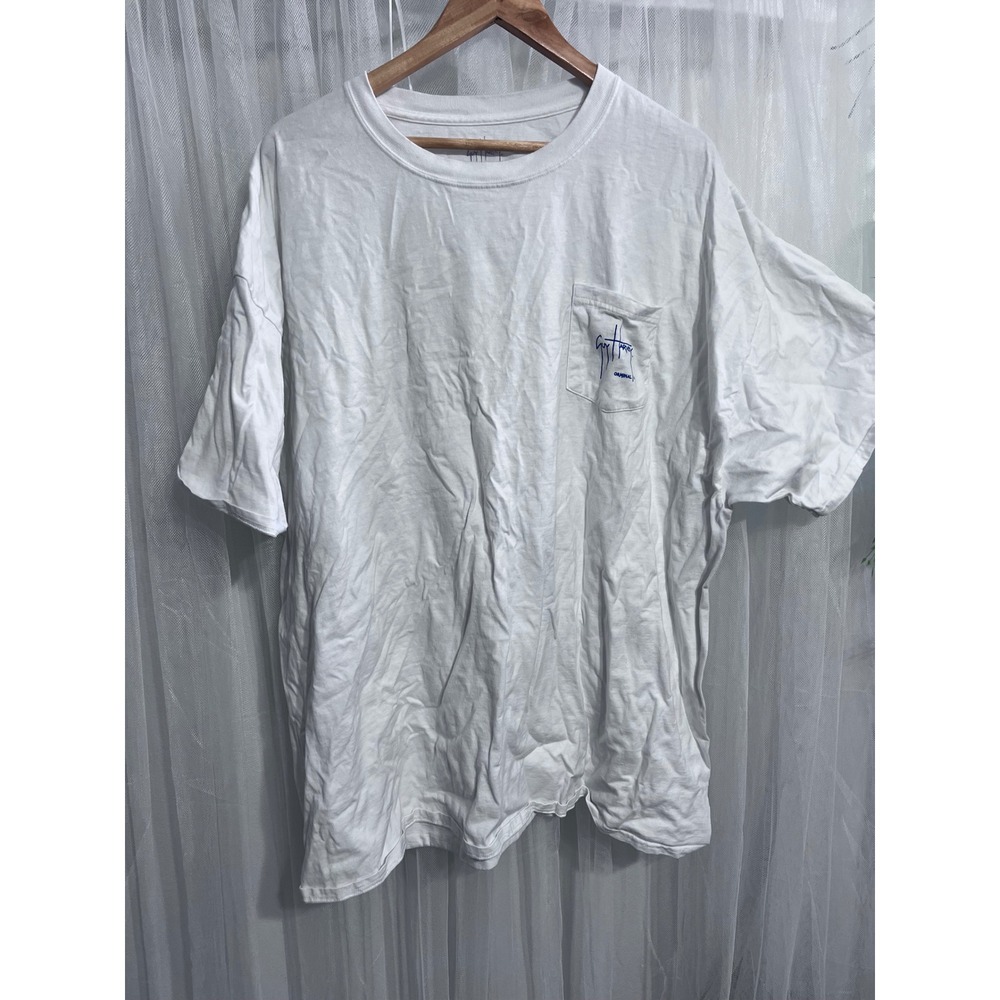 Guy Harvey Marlin Graphic Pocket T-Shirt Mens 3XL White Short Sleeve Aftco Tee